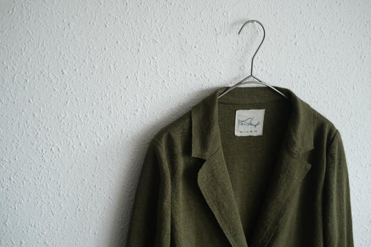 リネンニット ジャケット|レディース|モスグリーン