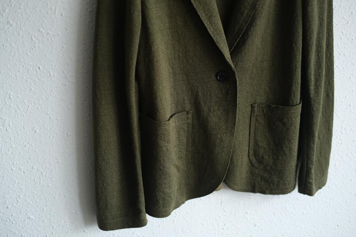 リネンニット ジャケット｜レディース｜モスグリーン
