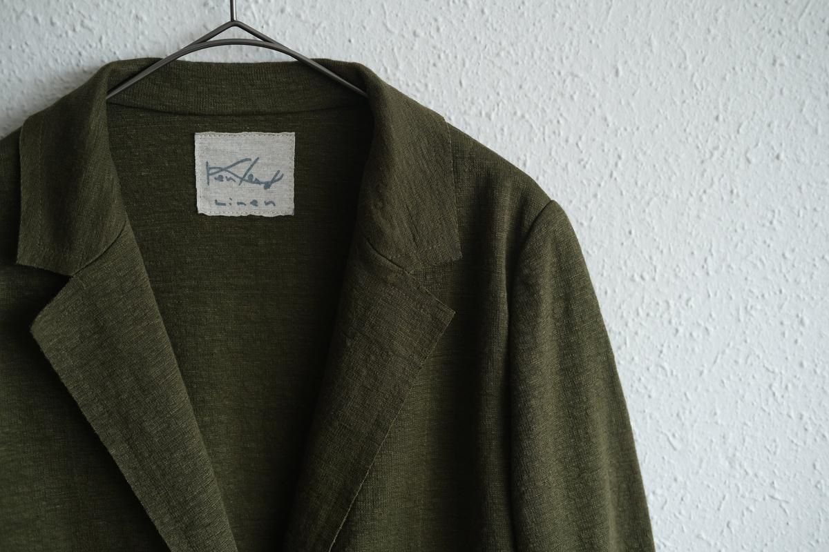 リネンニット ジャケット｜レディース｜モスグリーン