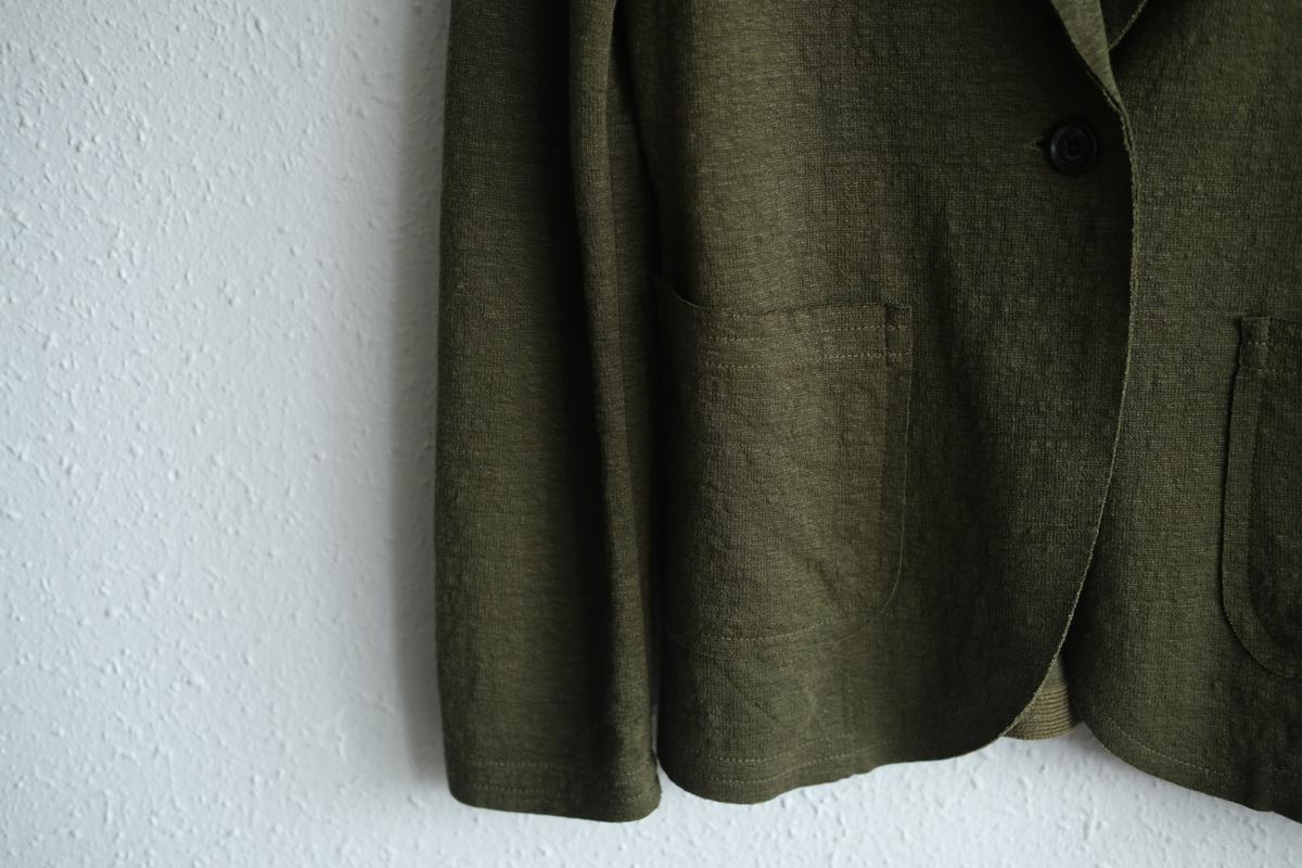 リネンニット ジャケット｜レディース｜モスグリーン
