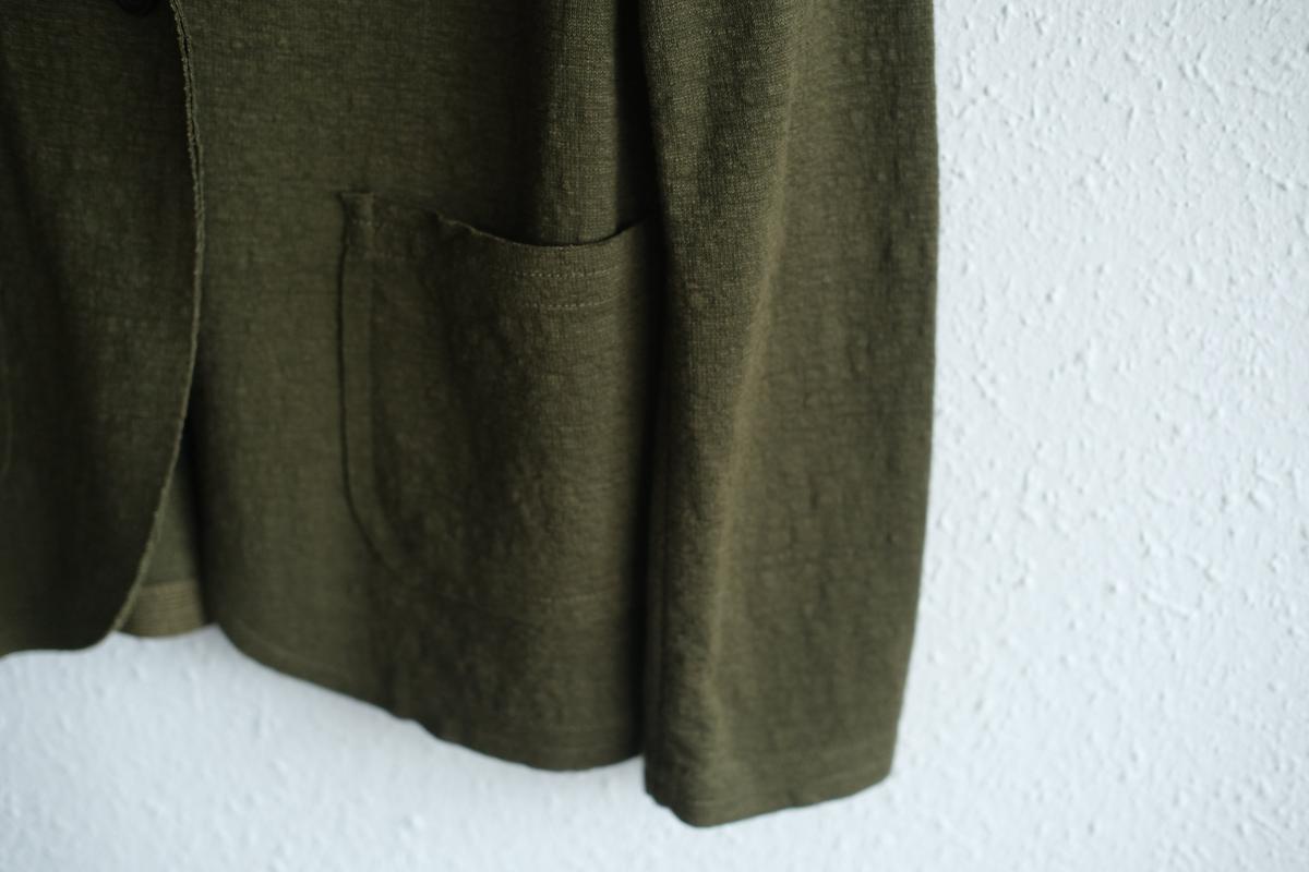 リネンニット ジャケット｜レディース｜モスグリーン