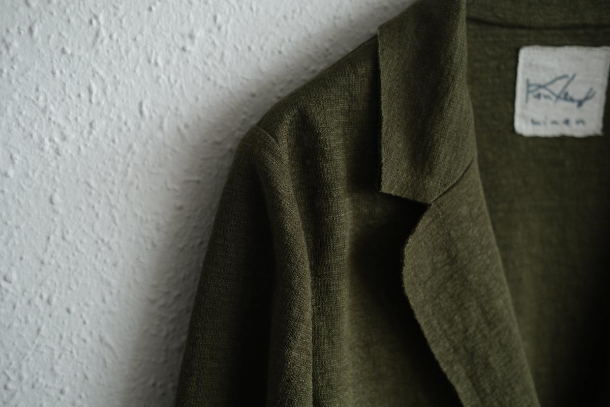 リネンニット ジャケット｜レディース｜モスグリーン