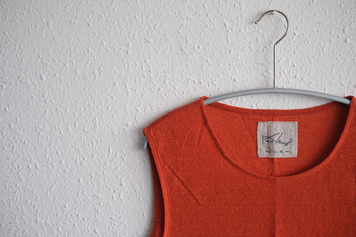 リネンコットンアンダーウェア ノースリーブ｜レディース｜ドライオレンジ