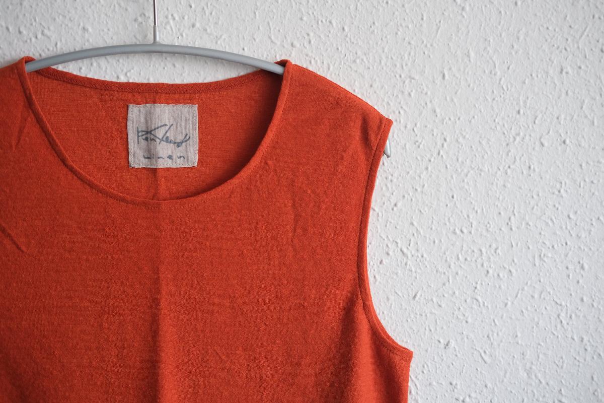 リネンコットンアンダーウェア ノースリーブ｜レディース｜ドライオレンジ