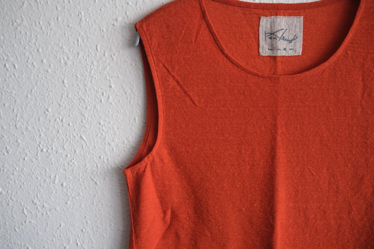 リネンコットンアンダーウェア ノースリーブ｜レディース｜ドライオレンジ