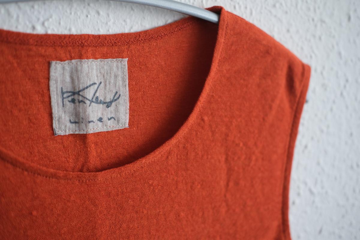 リネンコットンアンダーウェア ノースリーブ｜レディース｜ドライオレンジ