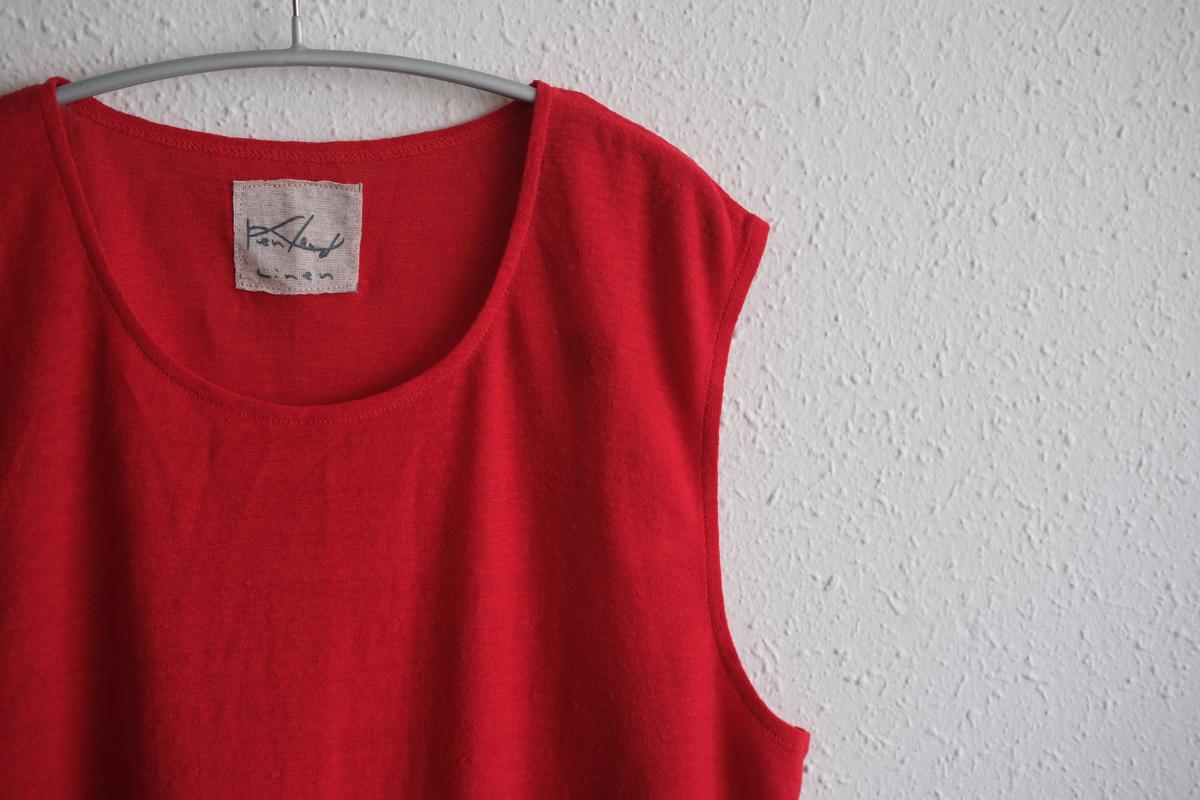 リネンコットンアンダーウェア ノースリーブ｜メンズ｜レッド