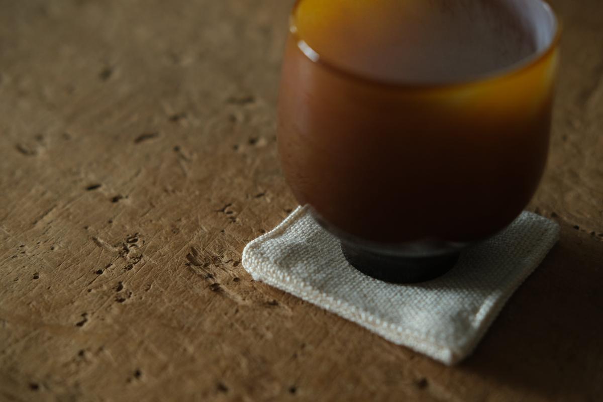 リネンコースター 6×6cm｜厚地・ホワイト