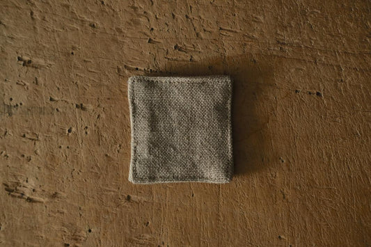 リネンコースター 6×6cm｜厚地・サンドベージュ