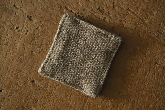 リネンコースター 6×6cm｜厚地・サンドベージュ