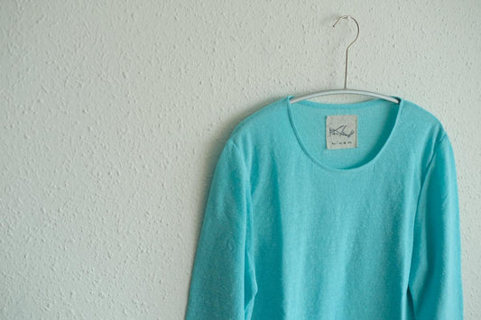 リネンコットンアンダーウェア7分袖｜レディース｜アイスブルー