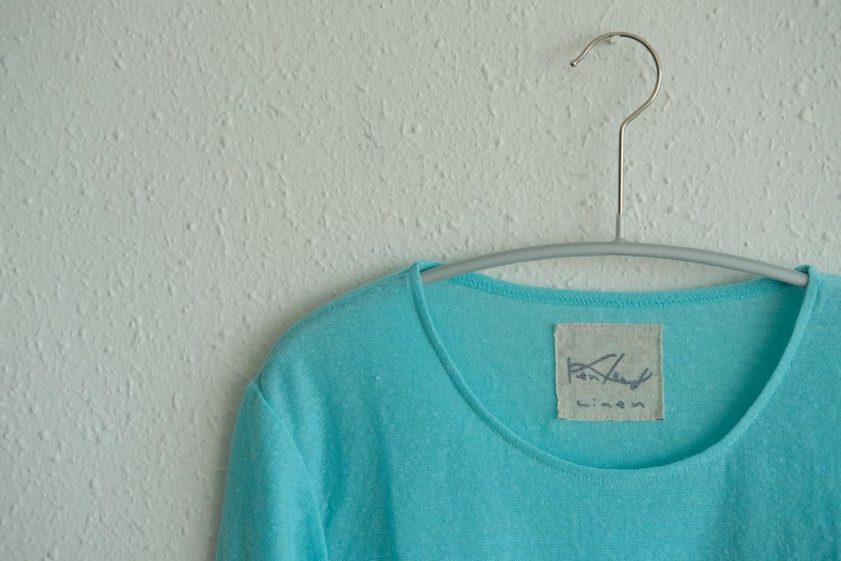 リネンコットンアンダーウェア7分袖｜レディース｜アイスブルー