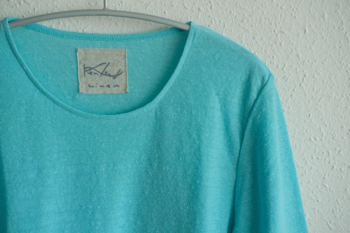 リネンコットンアンダーウェア7分袖｜レディース｜アイスブルー