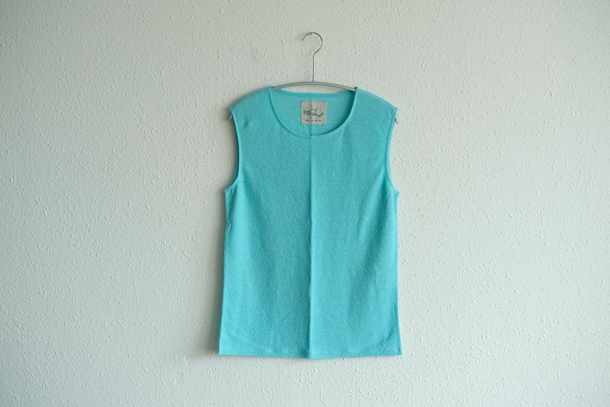 リネンコットンアンダーウェア ノースリーブ｜レディース｜アイスブルー