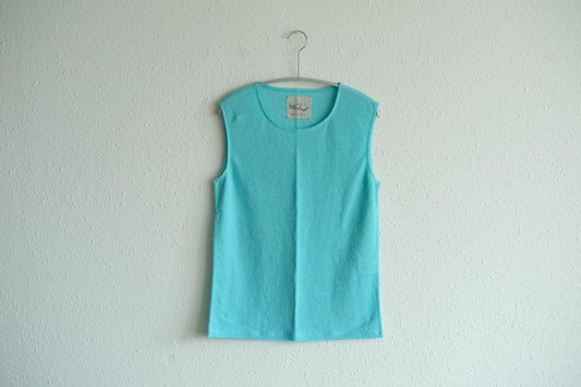 リネンコットンアンダーウェア ノースリーブ｜レディース｜アイスブルー