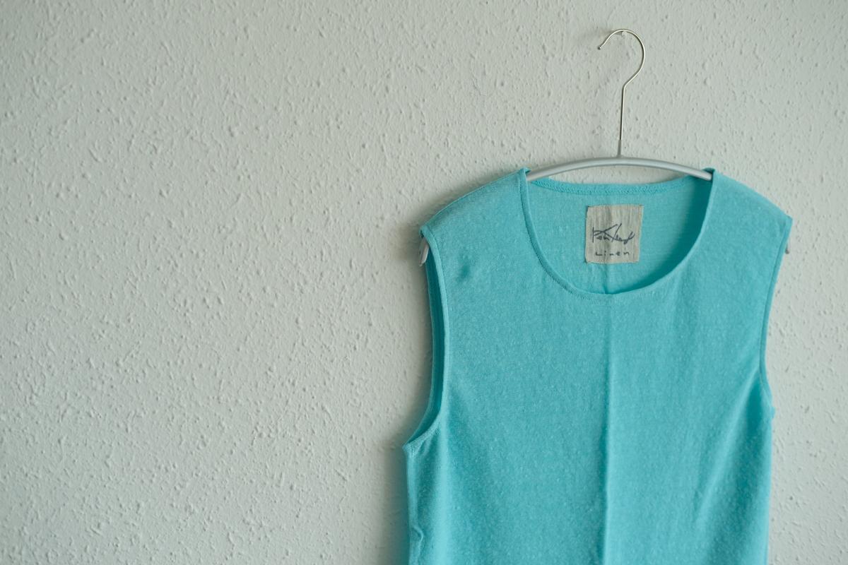 リネンコットンアンダーウェア ノースリーブ｜レディース｜アイスブルー