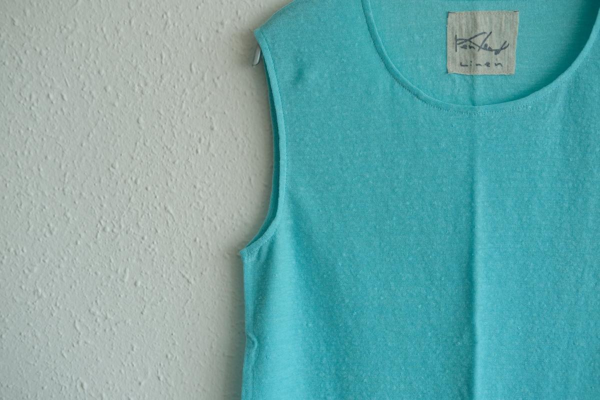 リネンコットンアンダーウェア ノースリーブ｜レディース｜アイスブルー