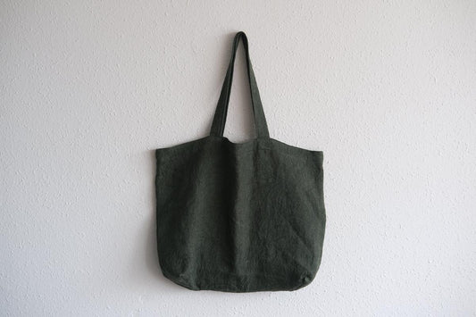 リネンジャガード織トートバッグ|ペイズリー モスグリーン