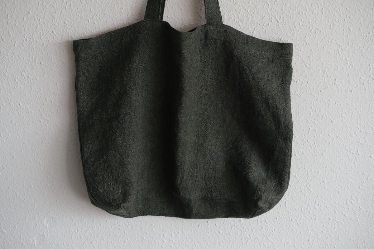 リネンジャガード織トートバッグ｜ペイズリー モスグリーン