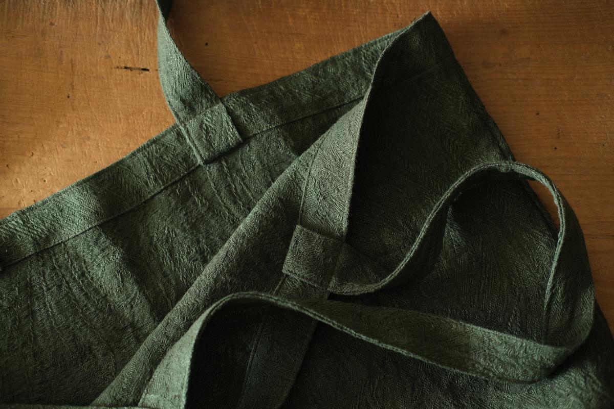 リネンジャガード織トートバッグ｜ペイズリー モスグリーン