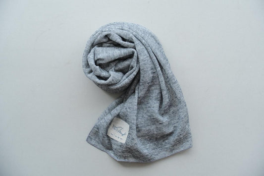 リネンニットストール｜ダークグレー×ホワイト