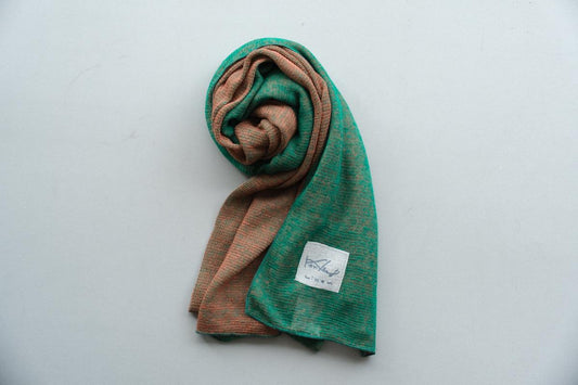 リネンニットストール|グリーン×プラリーヌ