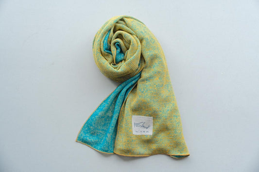 リネンニットストール|シェル×ピーコックブルー