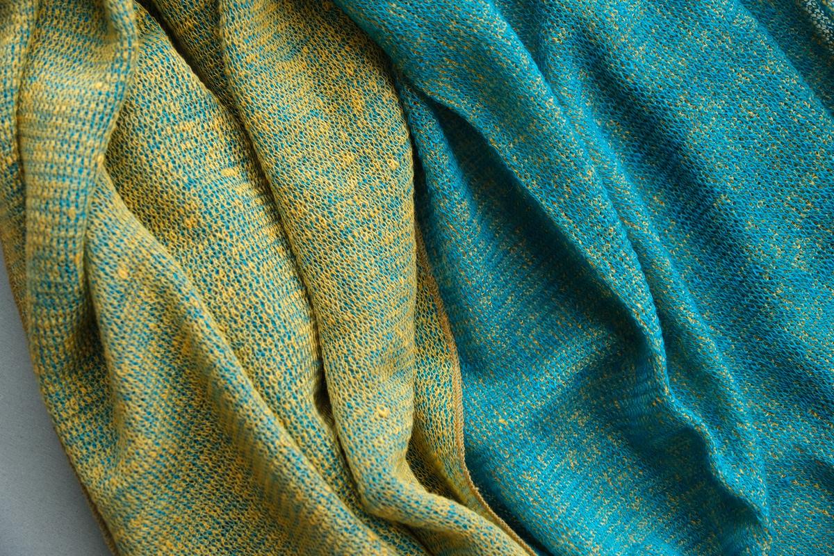 リネンニットストール｜シェル×ピーコックブルー