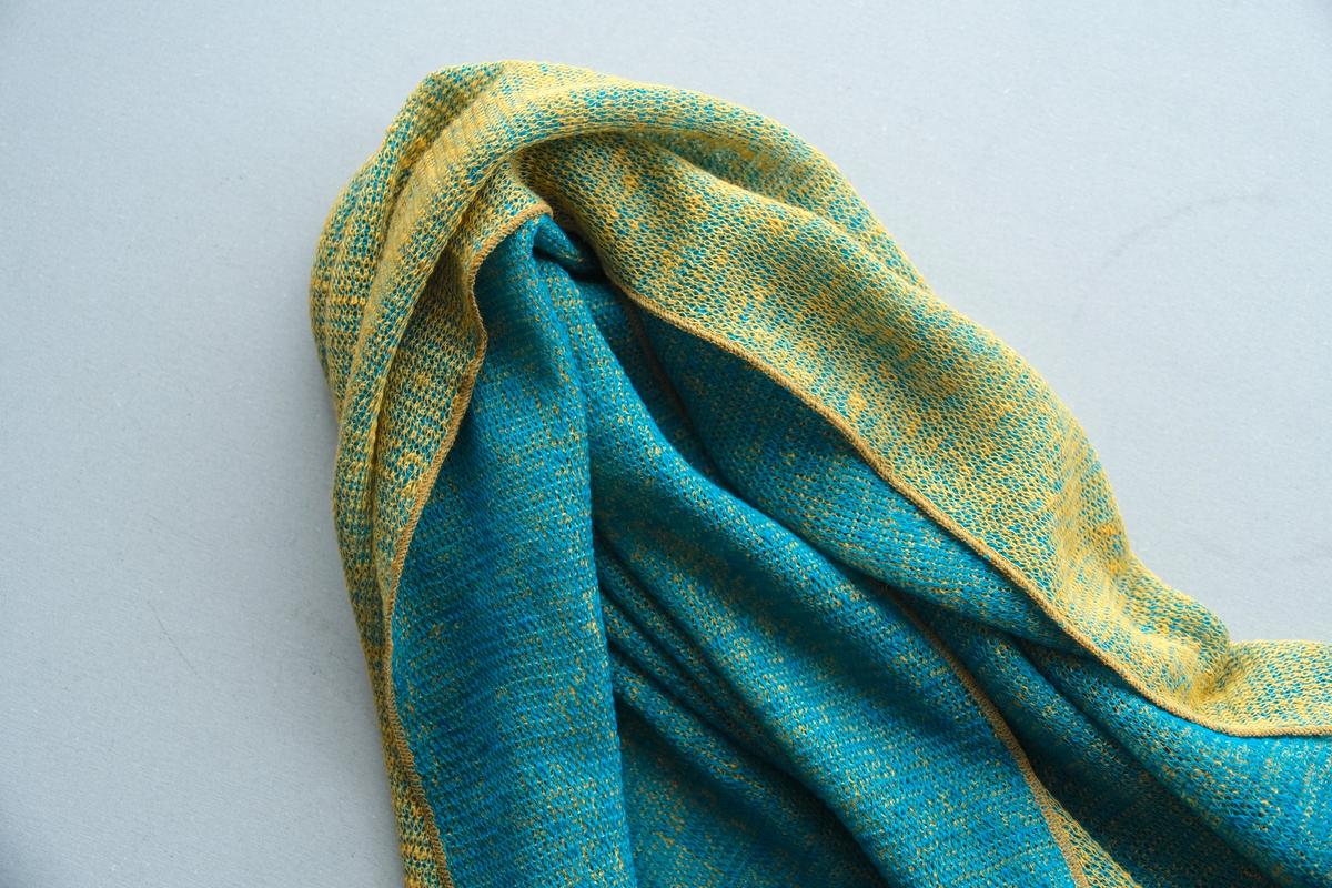 リネンニットストール｜シェル×ピーコックブルー