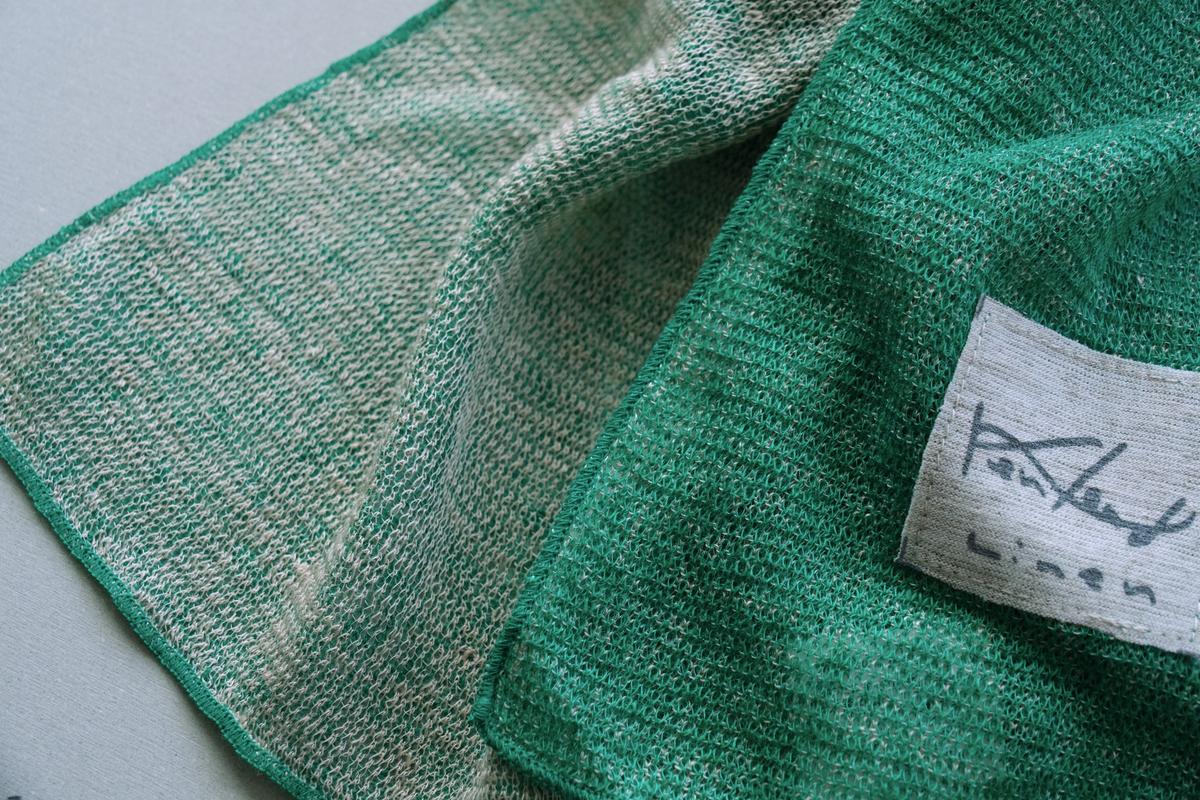 リネンニットストール｜グリーン×サーブル