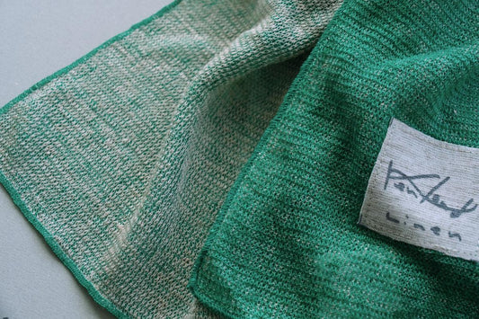 リネンニットストール|グリーン×サーブル