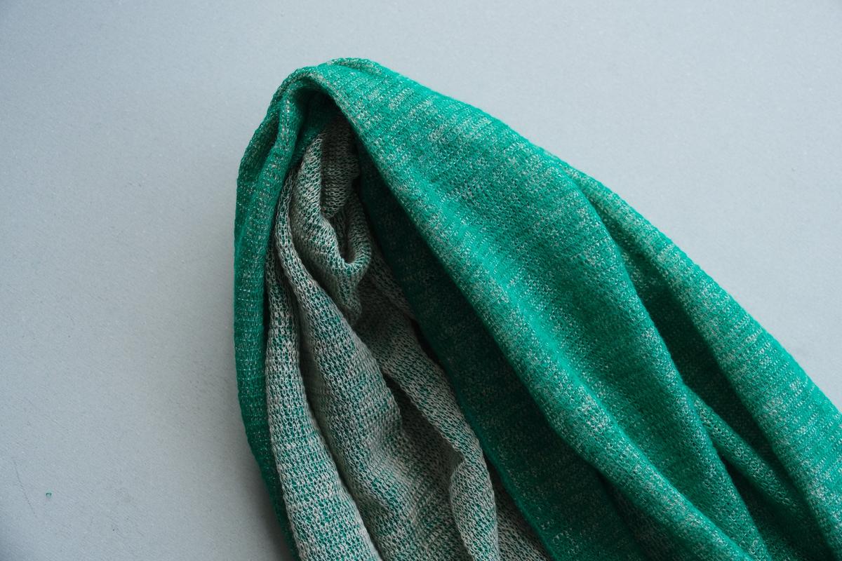 リネンニットストール｜グリーン×サーブル