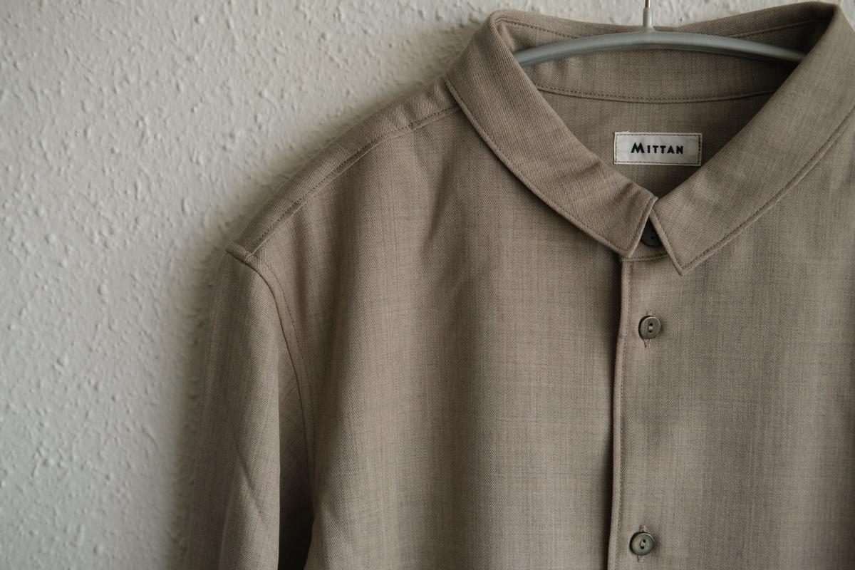 MITTAN / ストレッチNMウールシャツ 灰茶 SH-145 / unisex