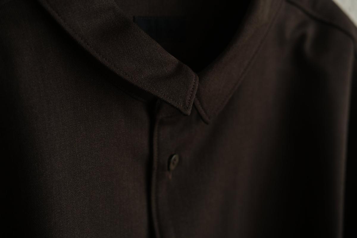 MITTAN / ストレッチNMウールシャツ 茶 SH-145 / unisex