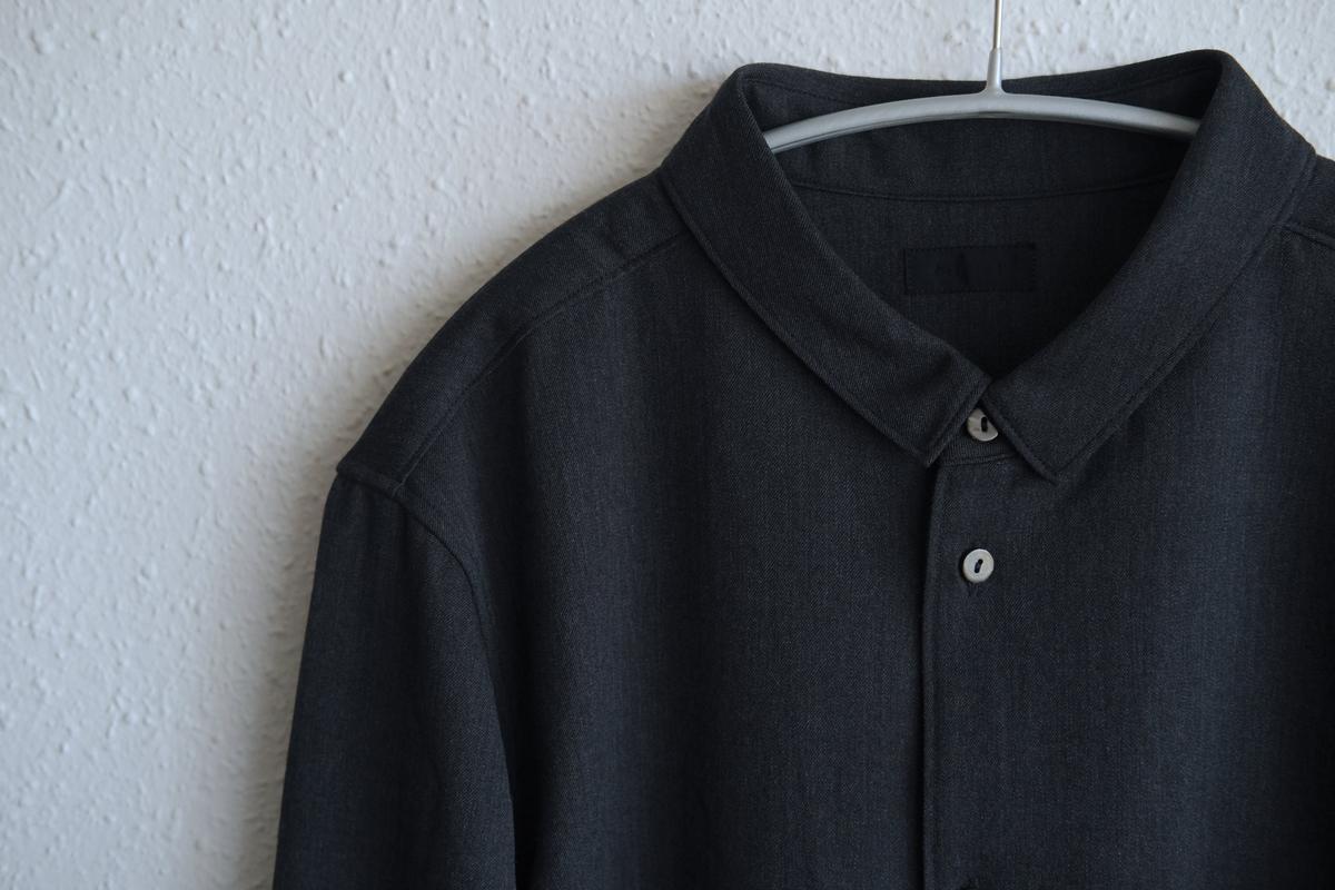 MITTAN / ストレッチNMウールシャツ 墨黒 SH-145 / unisex