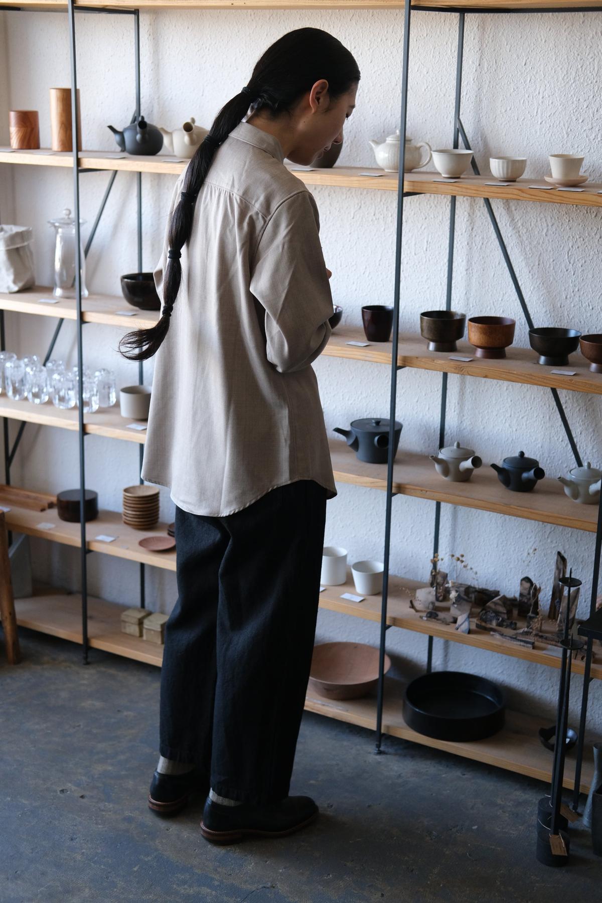 MITTAN / ストレッチNMウールシャツ 墨黒 SH-145 / unisex