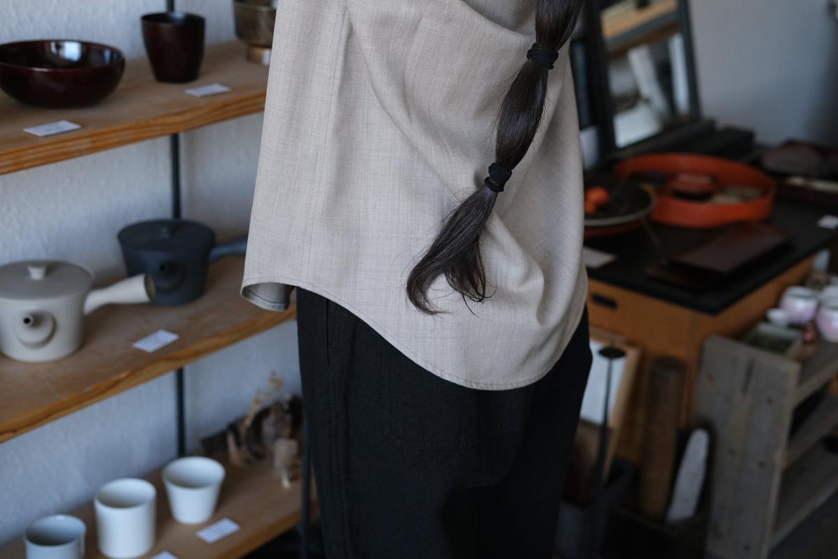 MITTAN / ストレッチNMウールシャツ 墨黒 SH-145 / unisex