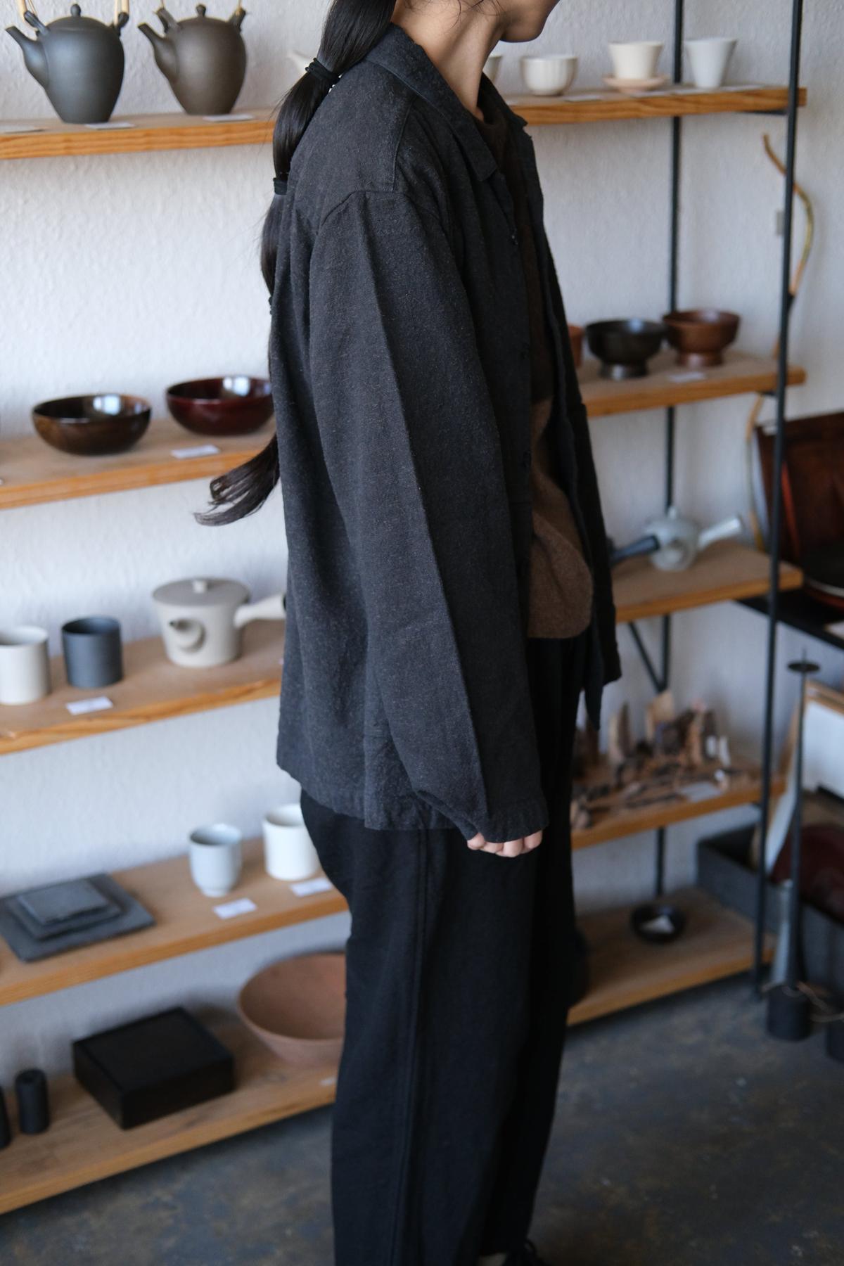 MITTAN / 亜麻苧麻絹シャツジャケット 墨茶 JK-76 / unisex