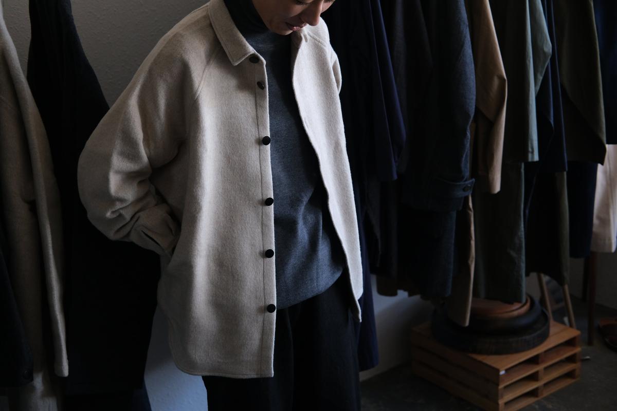 MITTAN / ウールシルクキャメルシャツ 濃灰 SH-108 / unisex