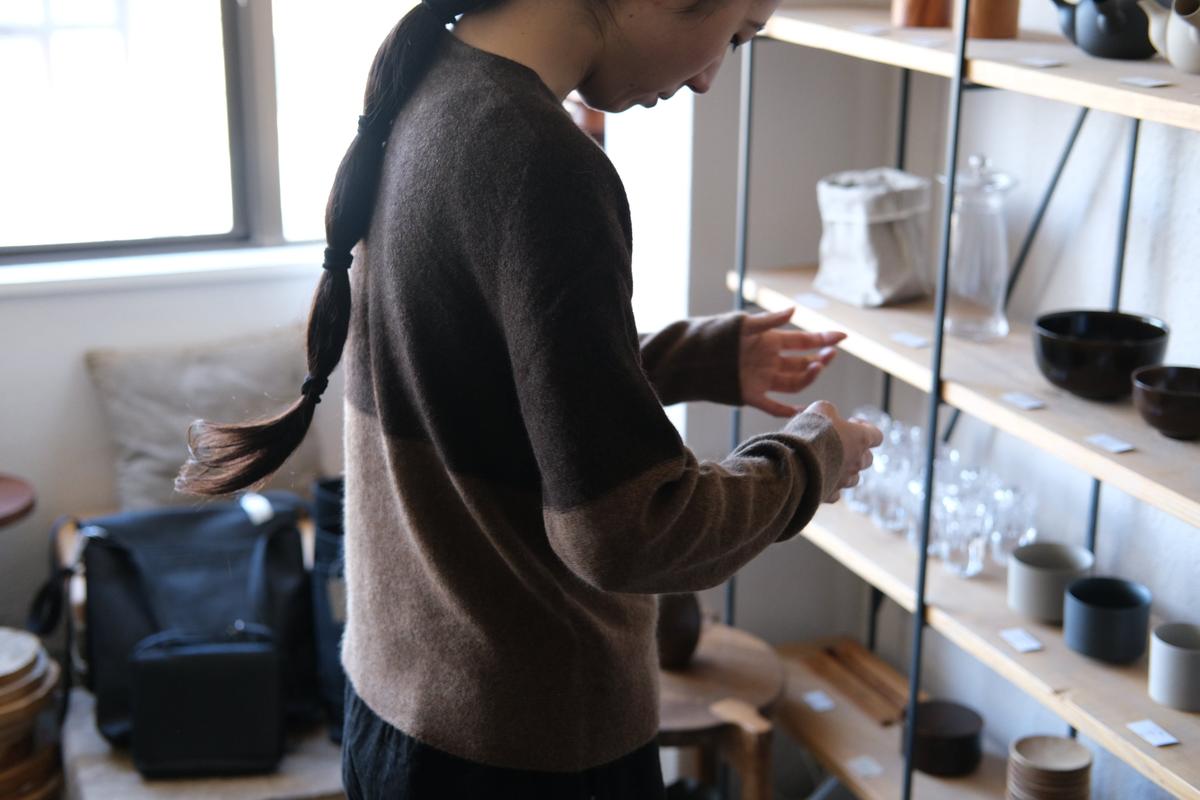 enrica cashmere sable knit｜natural×beige