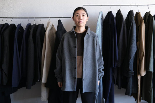 MITTAN / ウールシルクキャメルシャツ 濃灰 SH-108 / unisex