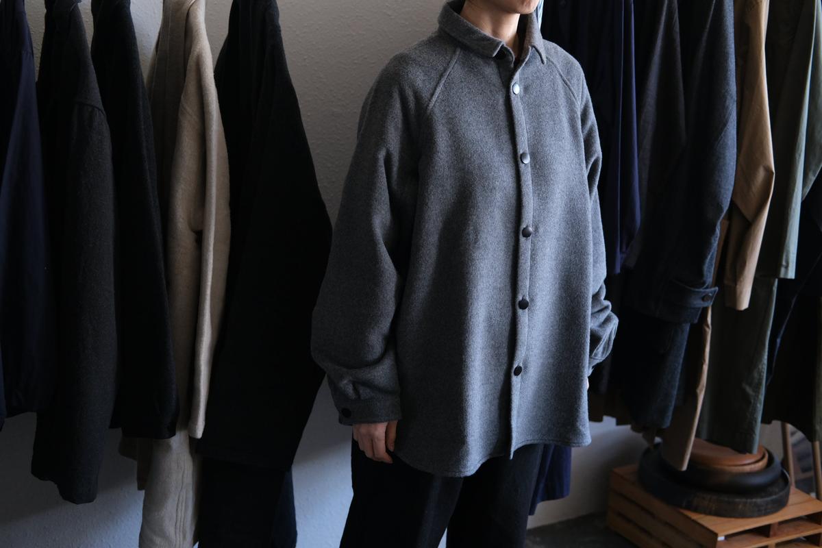 MITTAN / ウールシルクキャメルシャツ 濃灰 SH-108 / unisex
