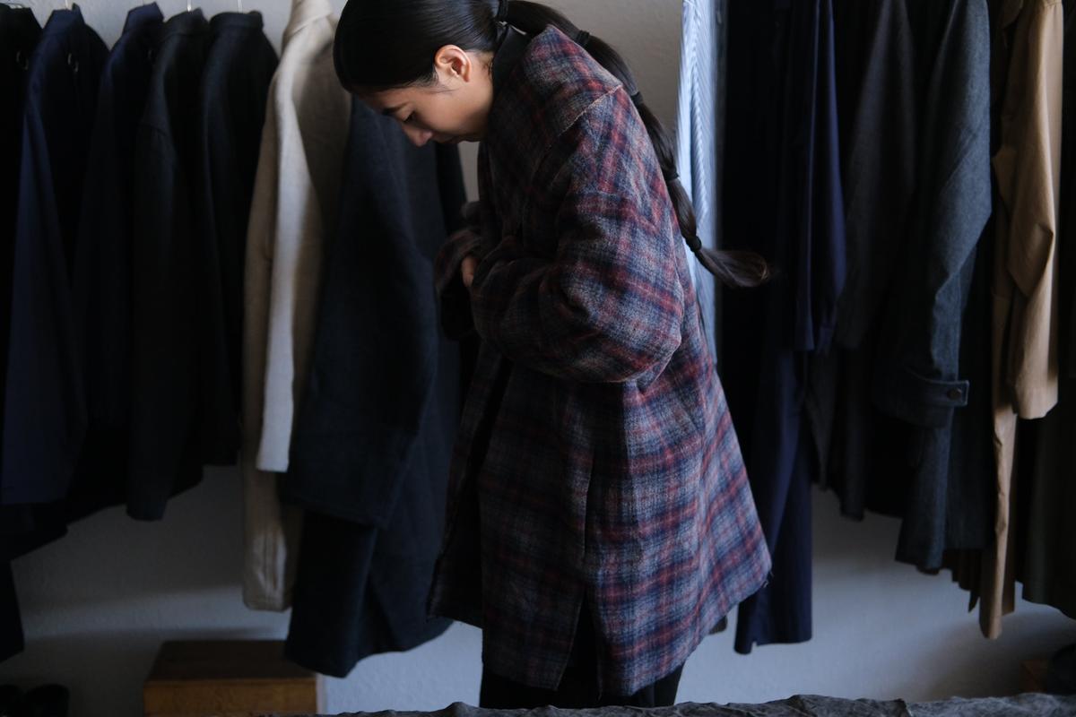 enrica wool coat｜check