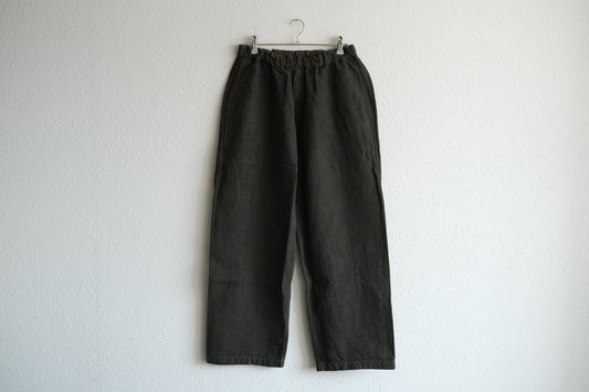 MITTAN / 亜麻苧麻ワイドパンツ 濃緑 PT-92 / unisex