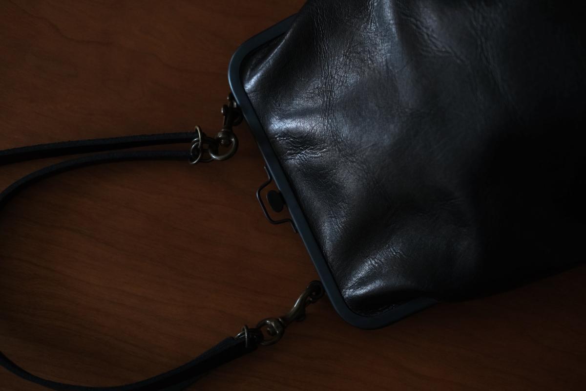 frame porch ＜エゾ鹿革黒染・Lマチあり＞ レザーショルダーポーチ SHO-61D