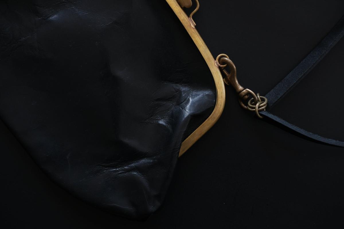 レザーショルダーポーチ ＜鹿革 black＞ ｜SLAO-02S