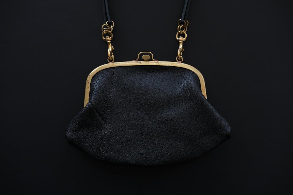 レザーショルダーポーチ ＜猪革 鉄媒染 パッチワーク＞ ｜SLAO-02S