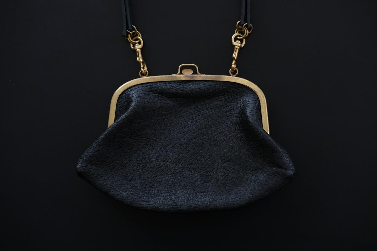 レザーショルダーポーチ ＜猪革 鉄媒染 パッチワーク＞ ｜SLAO-02S