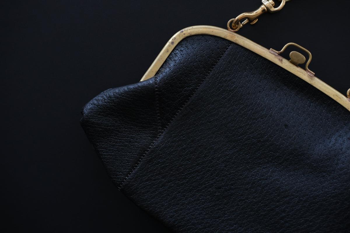 レザーショルダーポーチ ＜猪革 鉄媒染 パッチワーク＞ ｜SLAO-02S