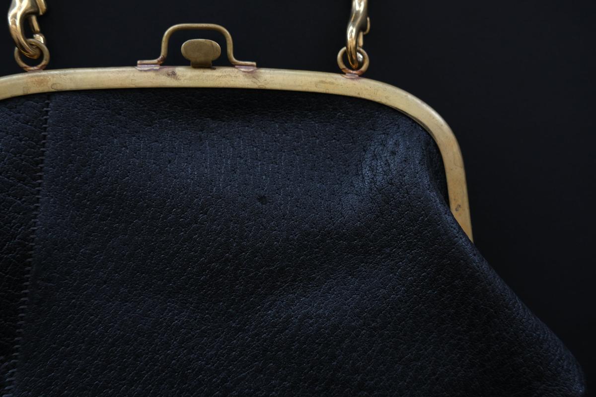 レザーショルダーポーチ ＜猪革 鉄媒染 パッチワーク＞ ｜SLAO-02S